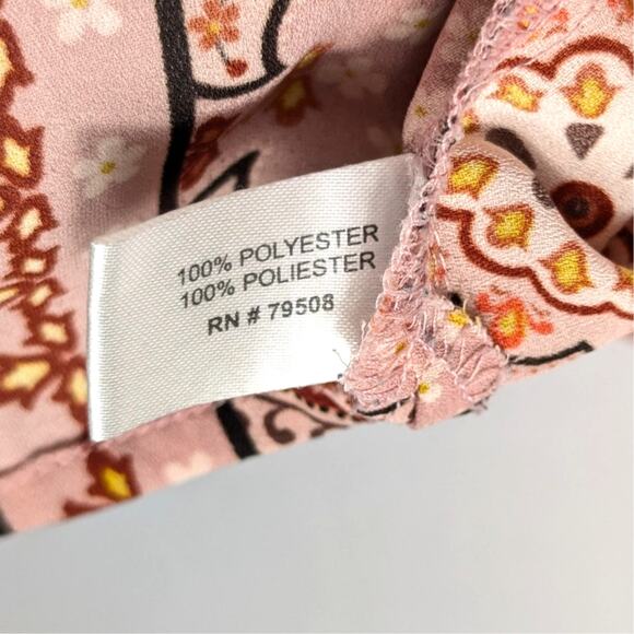 Violet + Claire 1X Boho Medallion Print Blouse Pink 3/4 Sleeve Plus Size Top - Picture 3 of 4